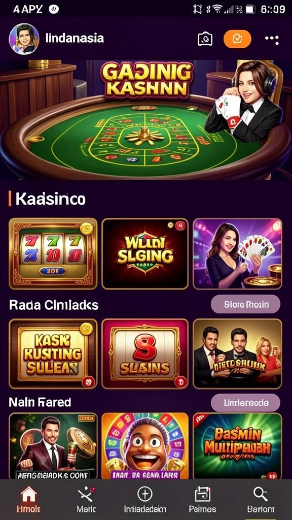 Tampilan antarmuka utama game MG108 yang menarik.